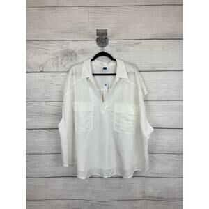 Old Navy Plus Size White V-Neck Short Sleeve Blouse Size 4X
